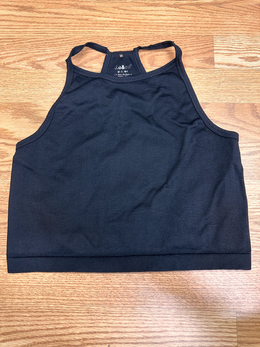 Pre-Owned Crop Top Sports Bra Black Medium Adult High Neck Ribbed Back