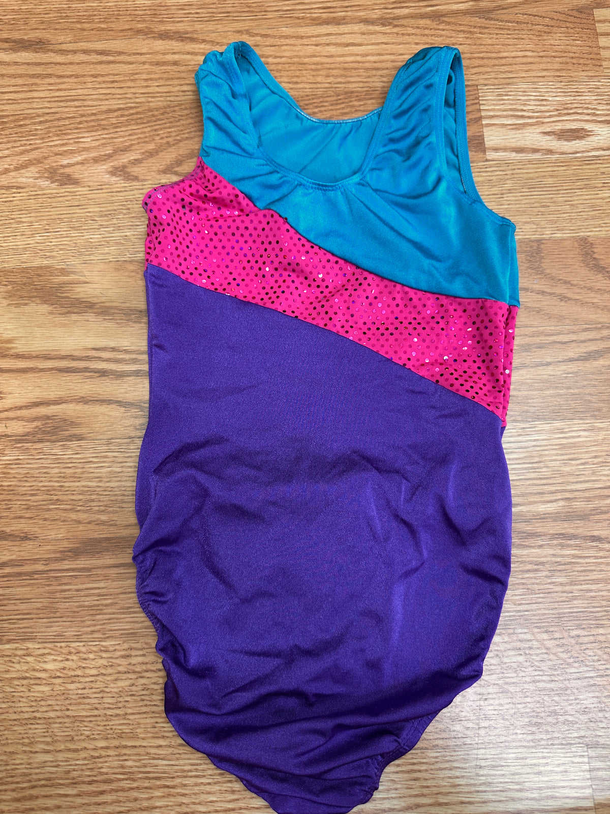 Pre-Owned Gymnastics Leotard GK Stars Large Child Colorful Sparkle Acro Tumbling