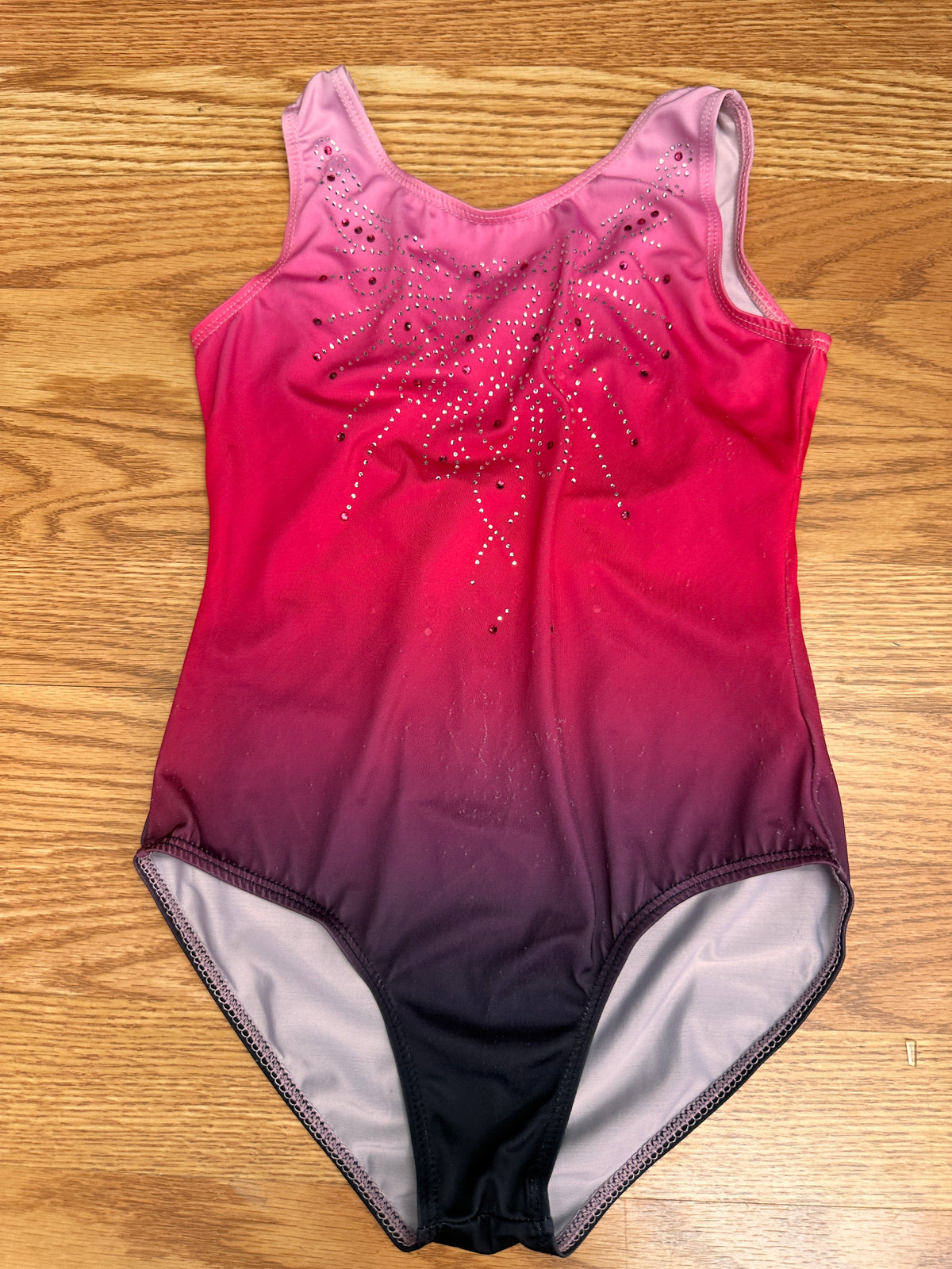 Pre-Owned Gymnastics Leotard Zaclotre XL Child Pink Ombre Sparkle Acro Tumbling