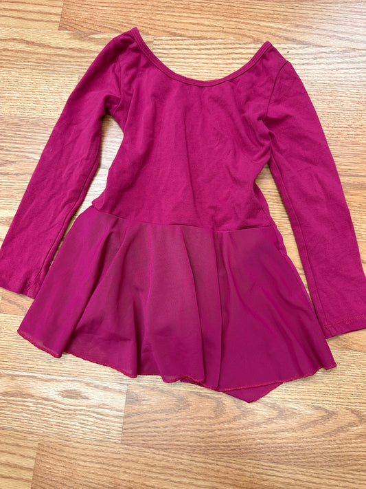 Pre-Owned Leotard Dress Small Child Plum Pink Long Sleeve Cross Back Ballet