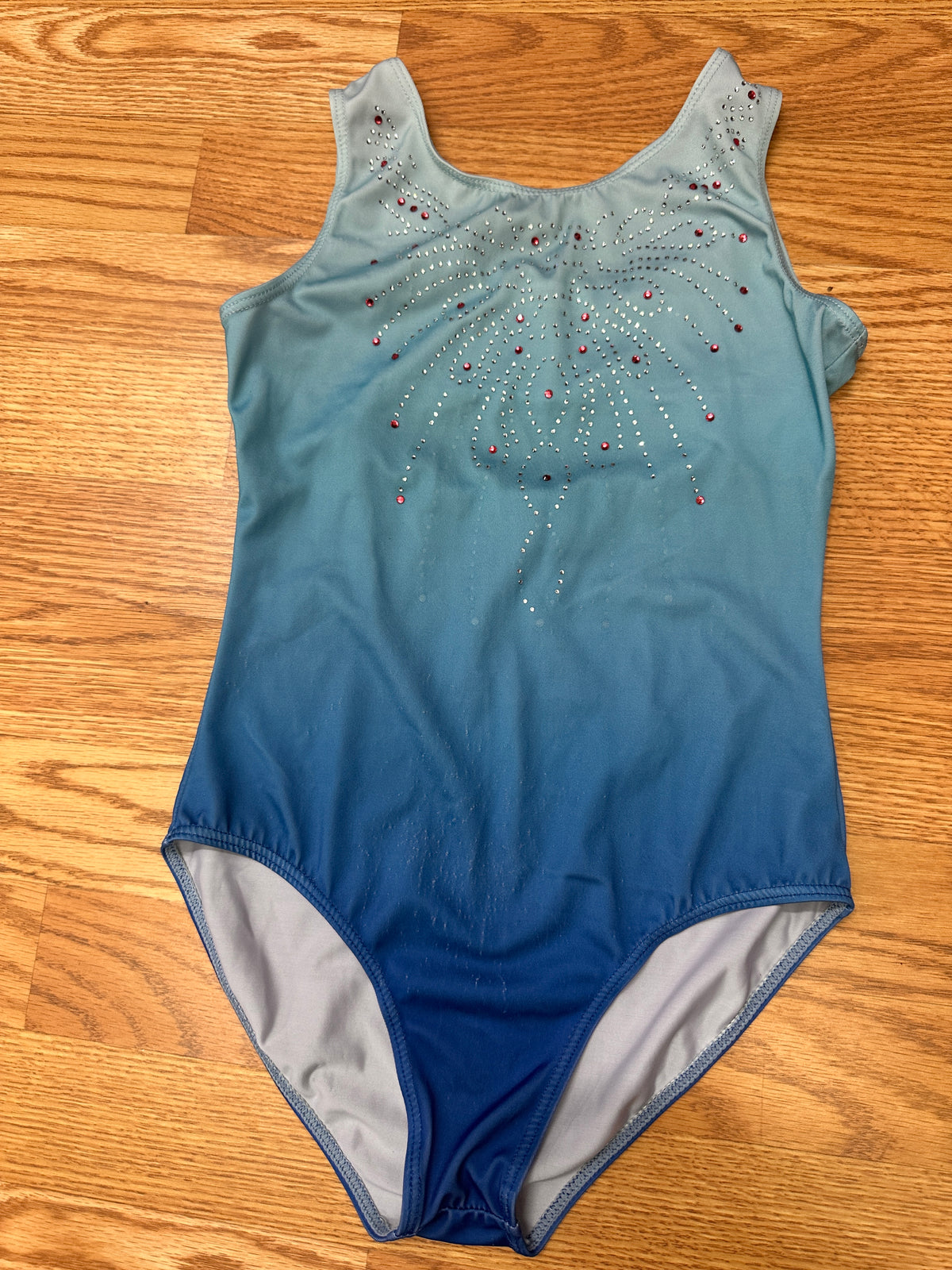 Pre-Owned Gymnastics Leotard Zaclotre XL Child Blue Ombre Sparkle Acro Tumbling