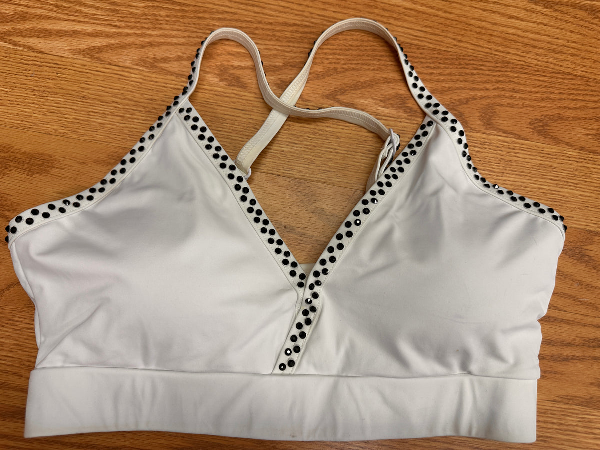Pre-Owned Costume Crop Top Weissman 17945 Large Adult WHITE Black Stones Contemporary Jazz