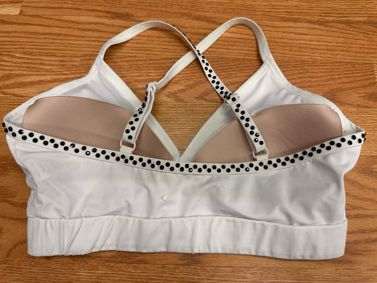 Pre-Owned Costume Crop Top Weissman 17945 Large Adult WHITE Black Stones Contemporary Jazz
