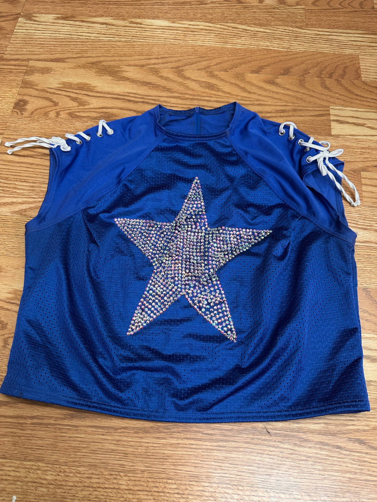 Pre-Owned Crop Tee XL Adult Royal Blue Rhinestone Star Weissman 18598Jazz Tap Modern