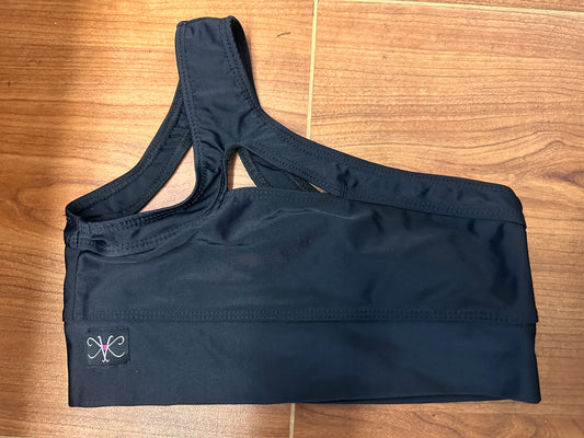 Pre-Owned Top Kandi Kouture XL Child Black Asymmetrical Jazz Cheer Modern
