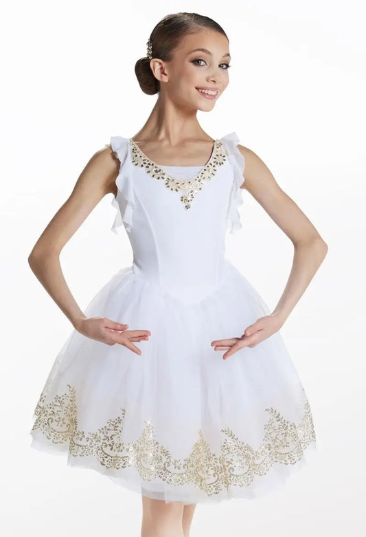 Pre-Owned Costume Weissman  13721 6X-7 White Long Tutu Ballet Pointe Glitter