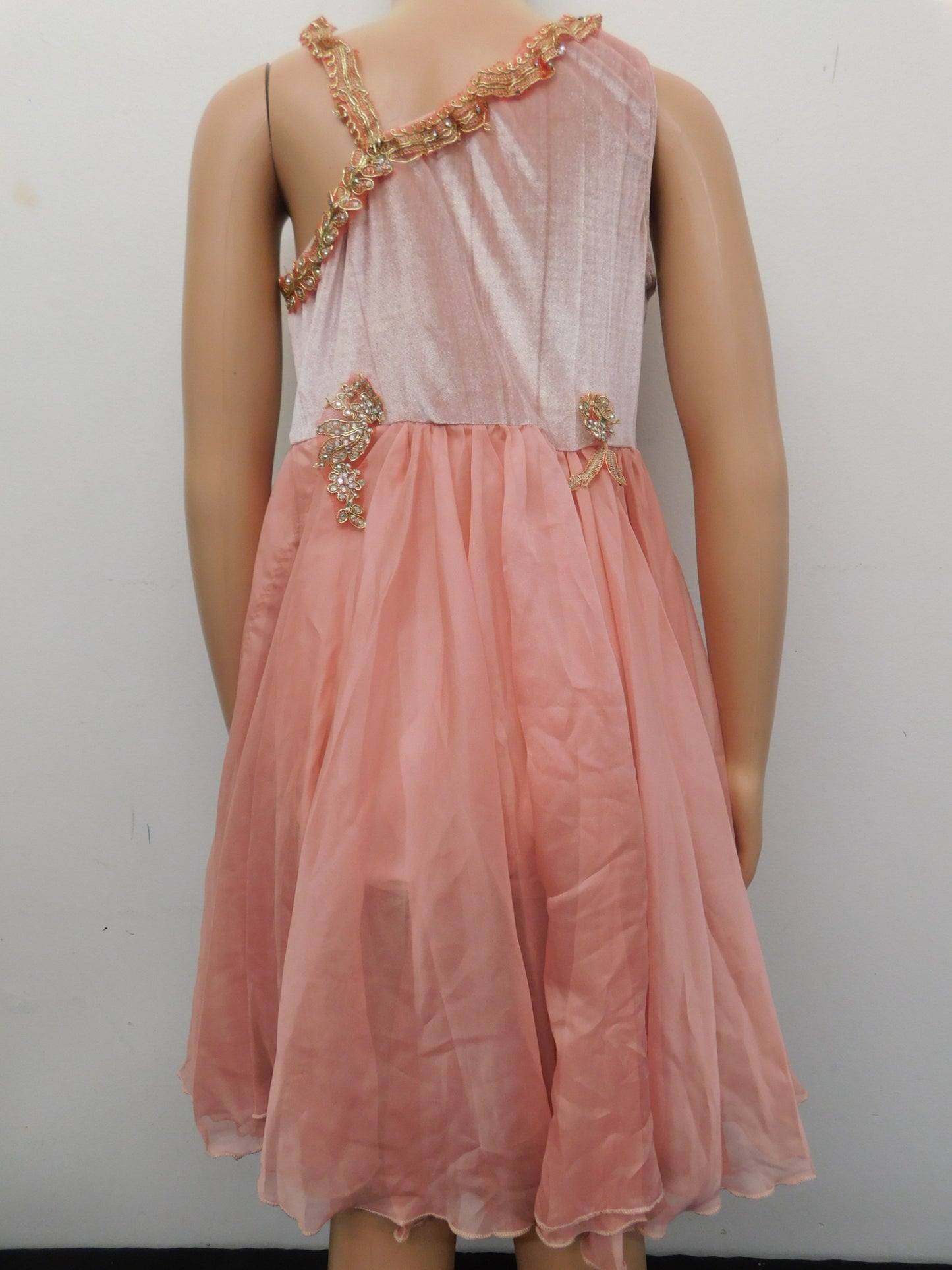 Pre-Owned Costume Glamour   XL Child Peach Stoned Applique Dress Contemporary