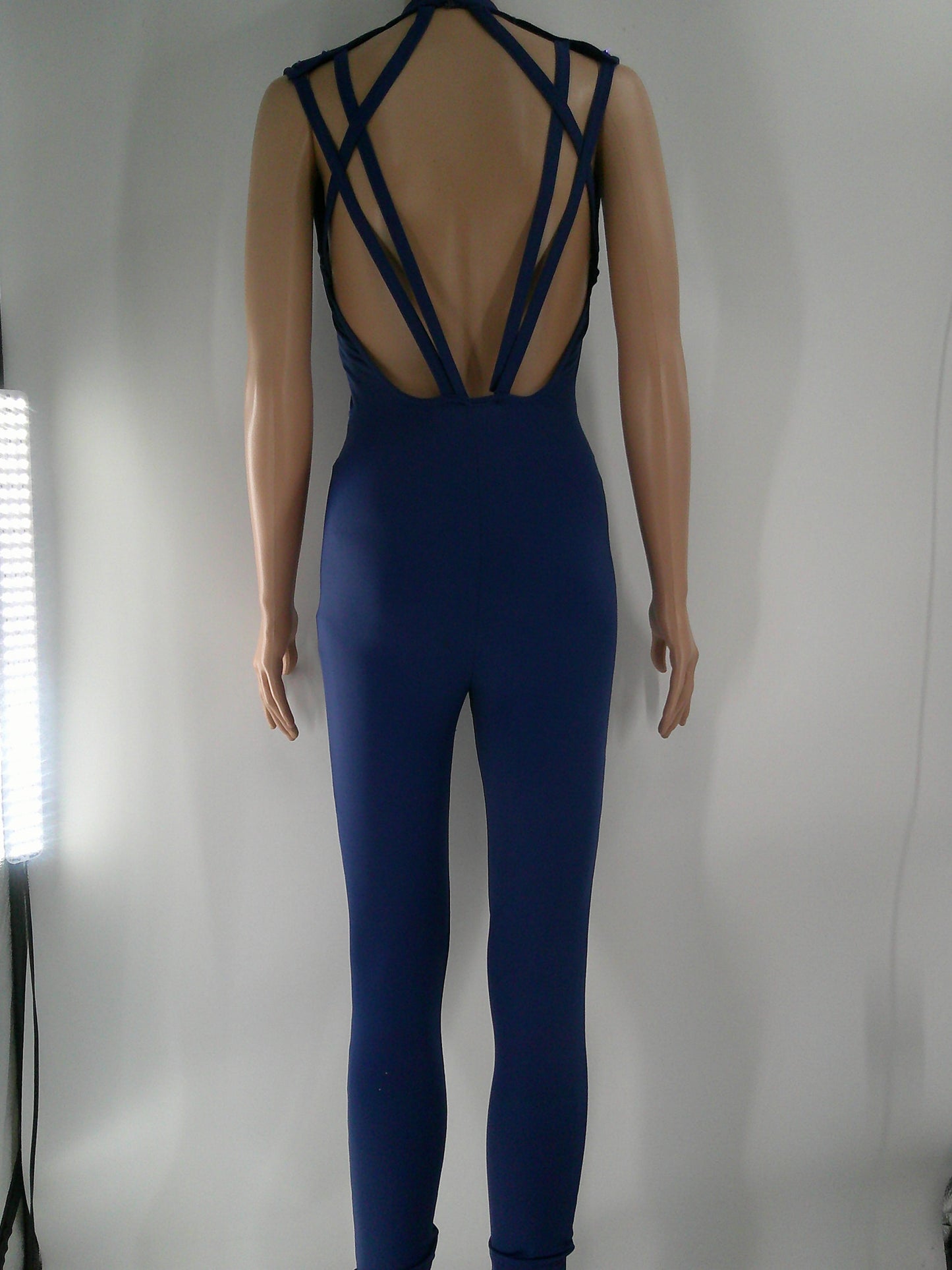 Pre-Owned Costume Weissman  MT12258 Small Adult Blue Jumpsuit Jazz Rhinestones