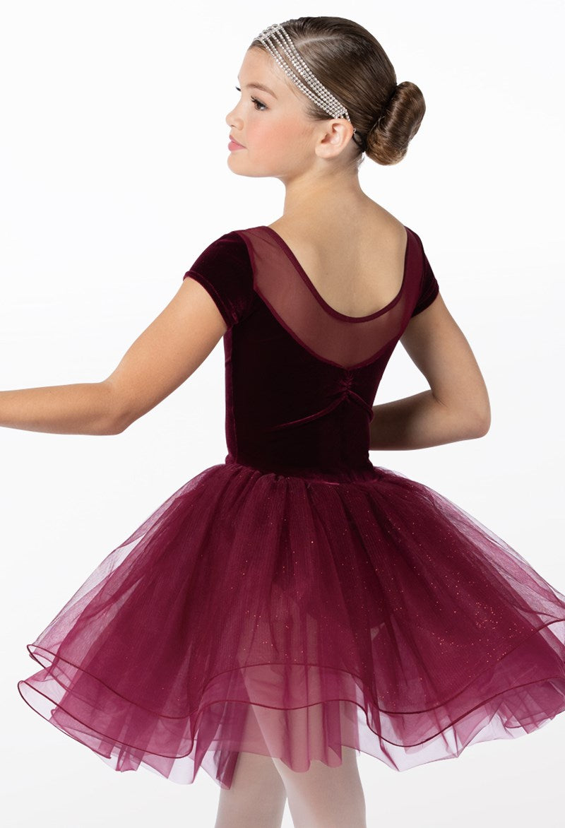 Pre-Owned Costume Weissman 14133 Medium Child Burgundy Ballet Rhinestone
