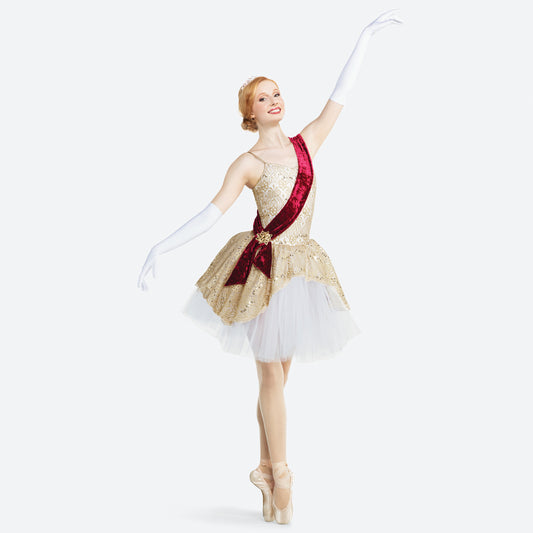 Pre-Owned Costume Revolution  RC21593 Large Child Beige Long Tutu Ballet Sequin Queen