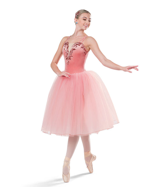 Pre-Owned Costume AWCT 23021 XL Adult Peach Long Tutu Ballet  Sequin