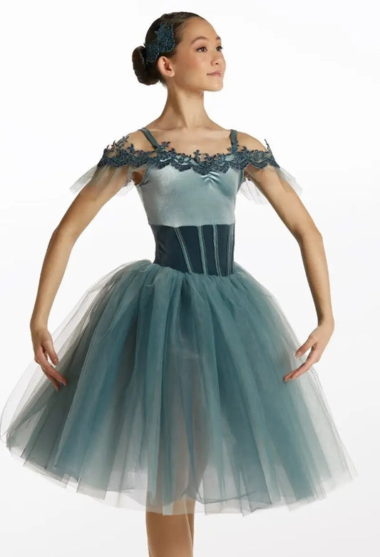 Pre-Owned Costume Weissman  15916 XL Child Green Long Tutu Ballet YAGP