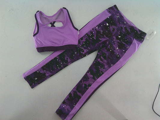 Pre-Owned Set Leggings Top Avia   Small Child Purple  Jazz Cheer
