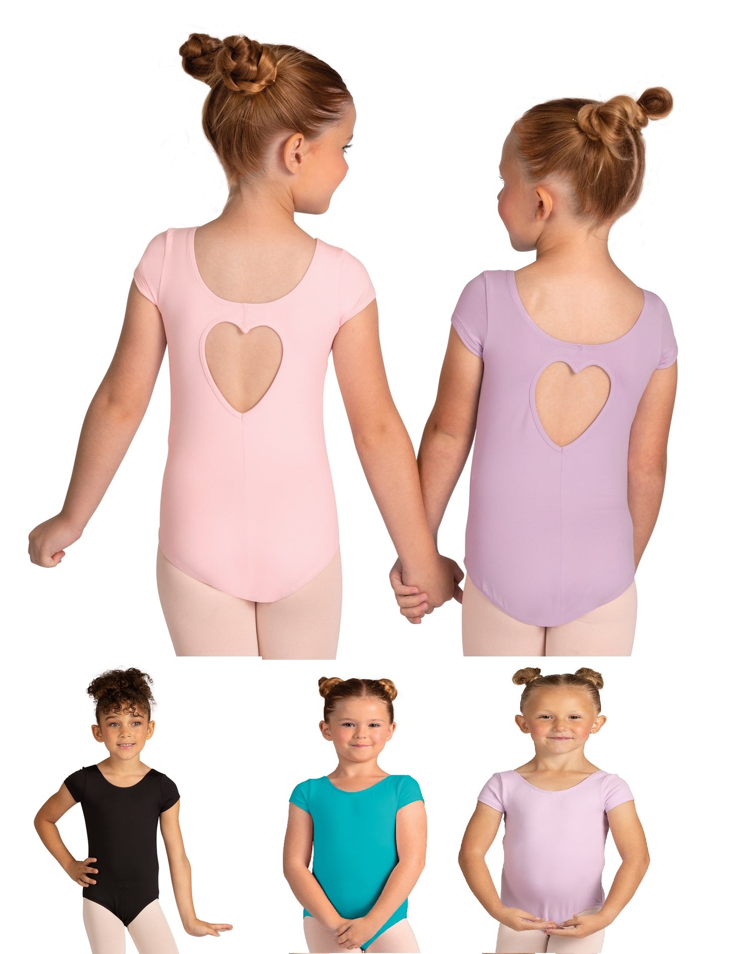 New Leotard Danz N Motion 24127C Heart Back Short Sleeve Child Sizes Ballet Jazz