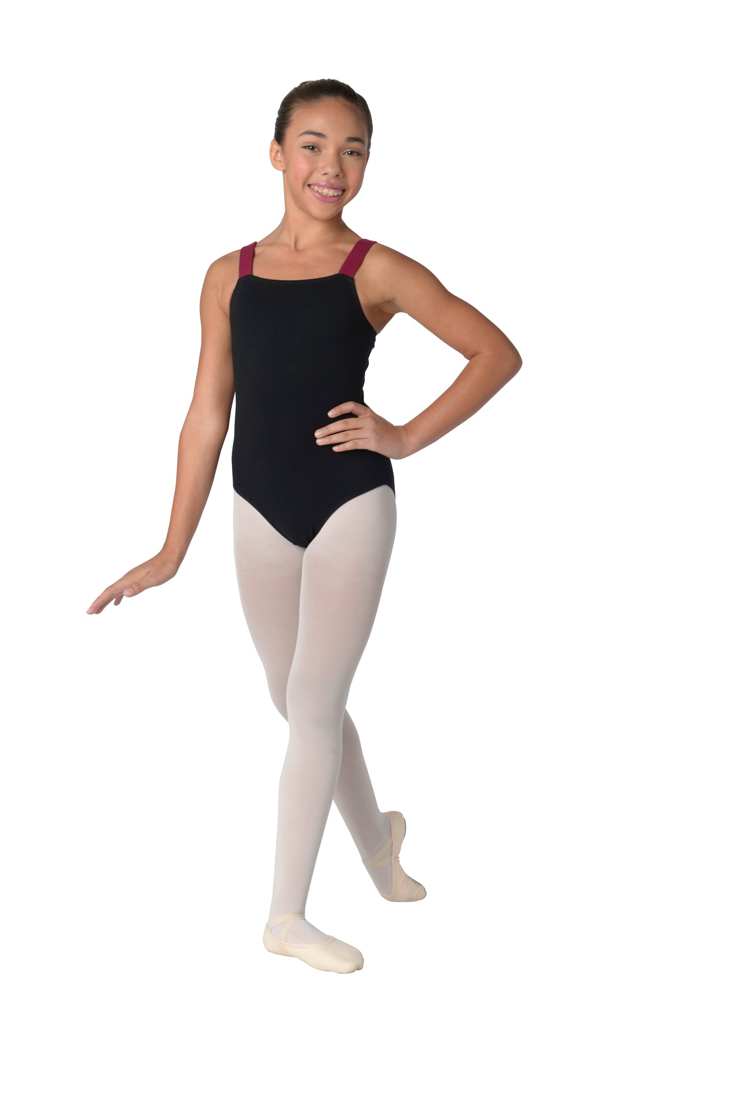 Pre-Owned Leotard Danz N Motion 2413C Black Small Child Cotton Ladder Back Ballet Tap