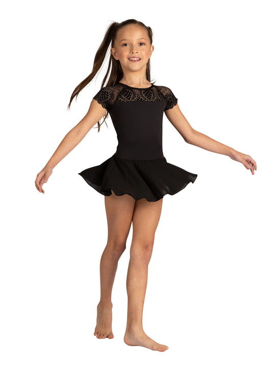 New Leotard Dress Danz N Motion 24202C Audrienne Lace Accents Low Open Back
