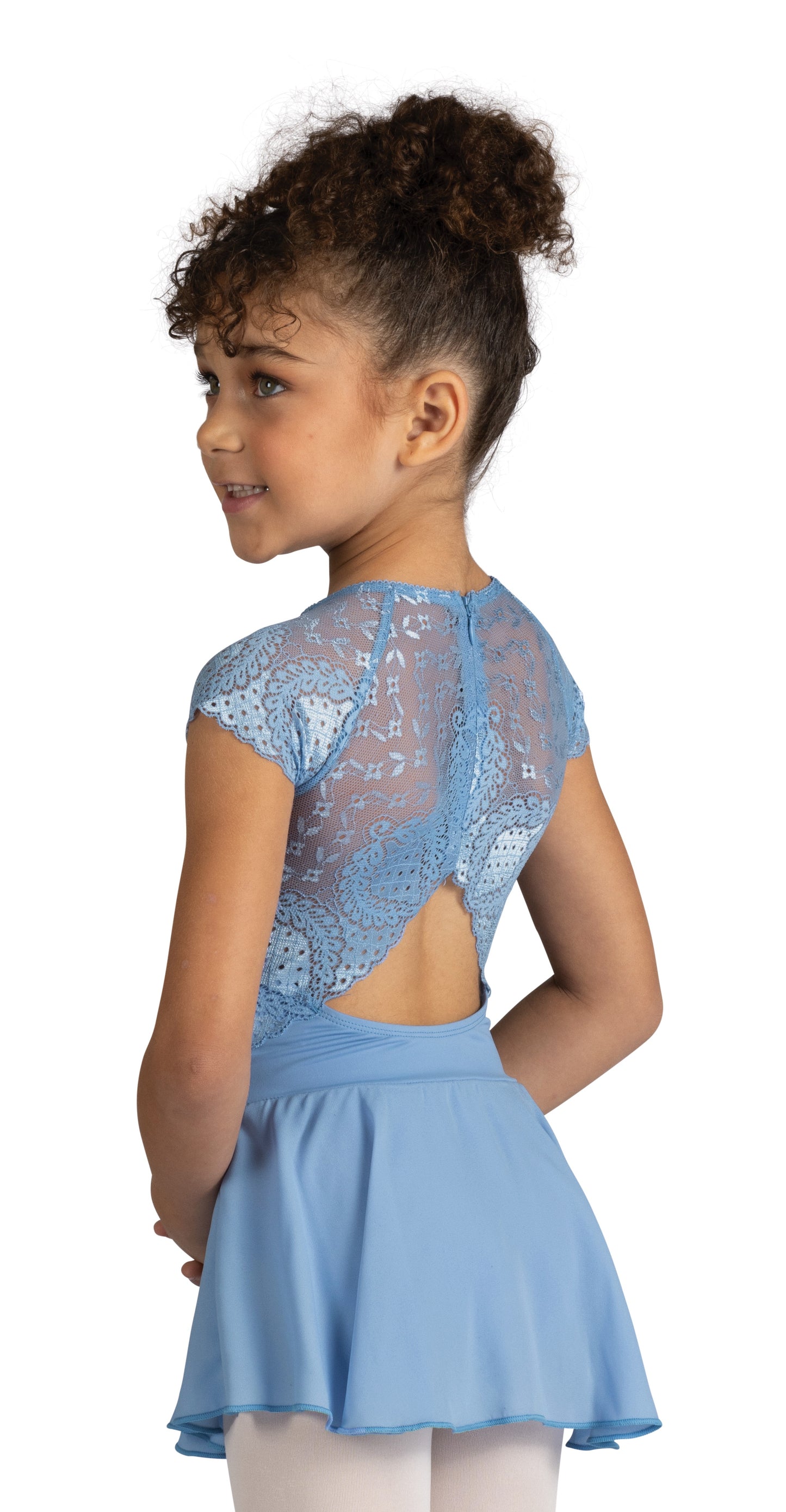 New Leotard Dress Danz N Motion 24202C Audrienne Lace Accents Low Open Back