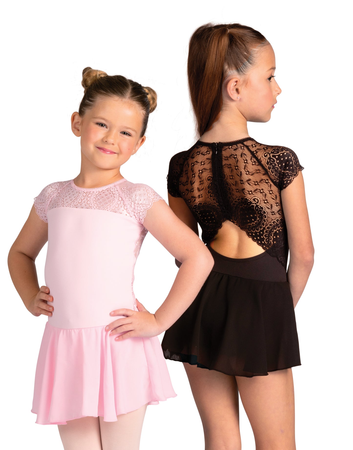 New Leotard Dress Danz N Motion 24202C Audrienne Lace Accents Low Open Back