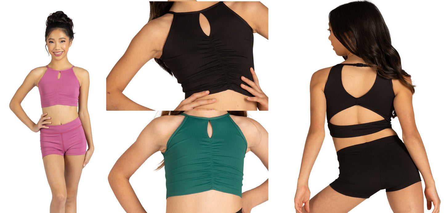New Crop Top Danz N Motion 24306A Cutaway Shirred Adult Sizes