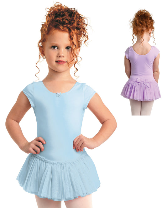 New Leotard Dress Danz N Motion 2463C-Cap Sleeve Dress Glitter Ballet Tap