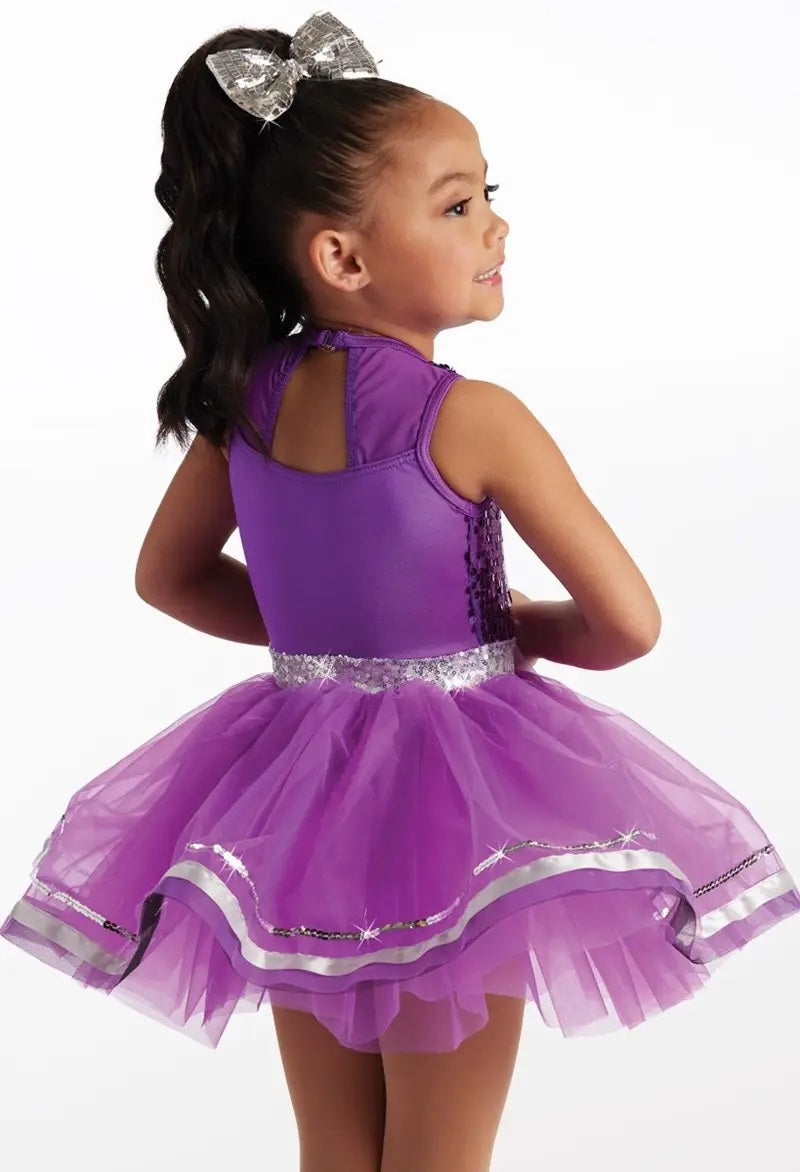 Pre-Owned Costume Weissman 15326 Medium Child Blue Dress Jazz Tap Sequins