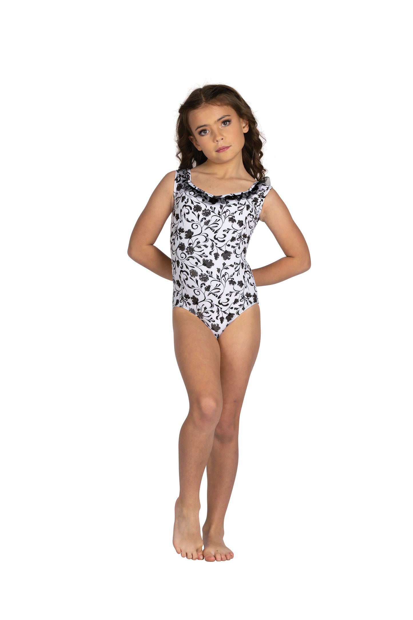 New Danz N Motion 25110C Emory Leotard Floral with Ruffle Neckline