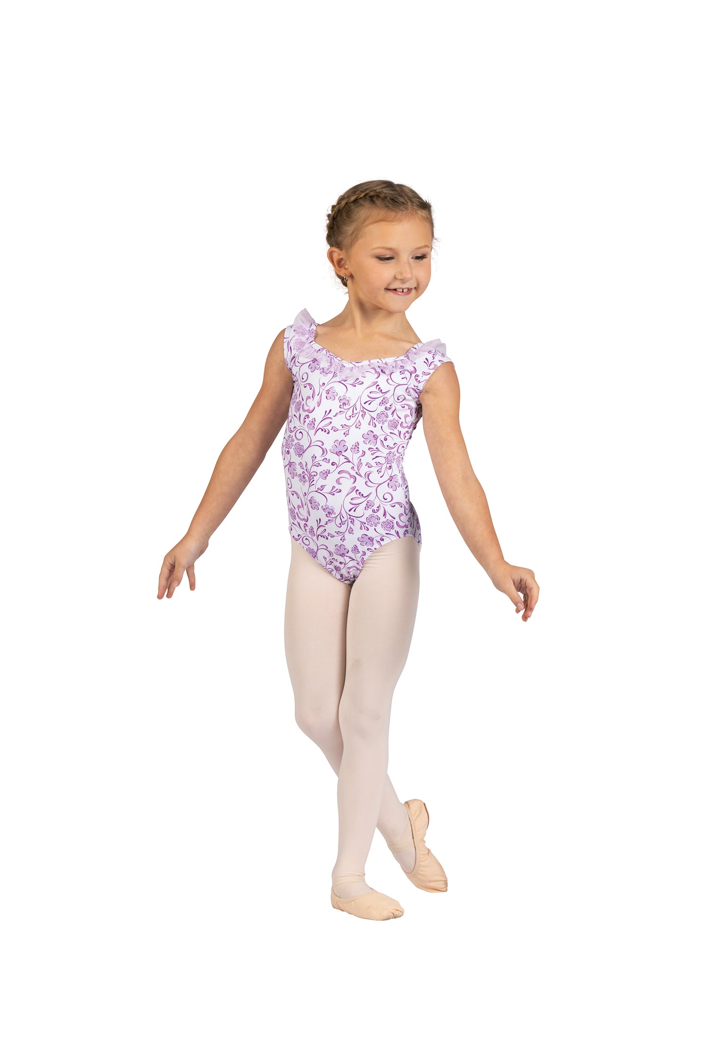 New Danz N Motion 25110C Emory Leotard Floral with Ruffle Neckline