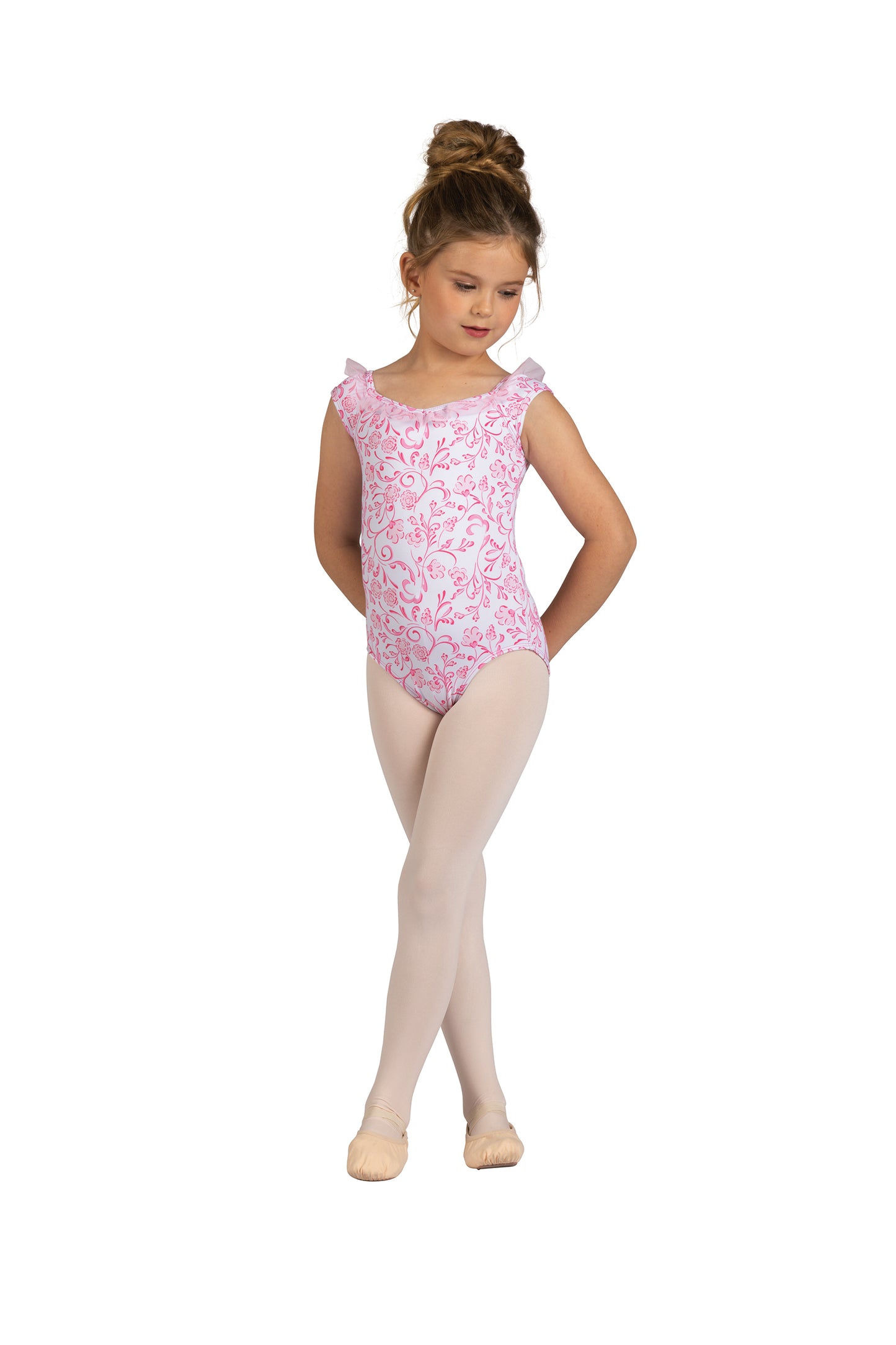 New Danz N Motion 25110C Emory Leotard Floral with Ruffle Neckline