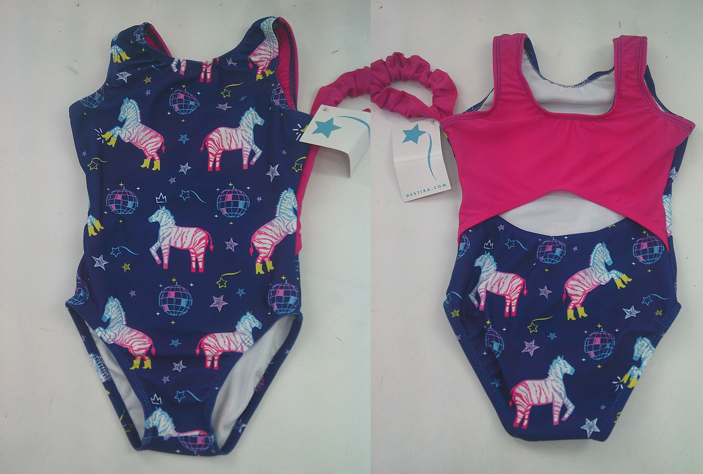New Gymnastics Leotard Disco Zebra Pink  Kids