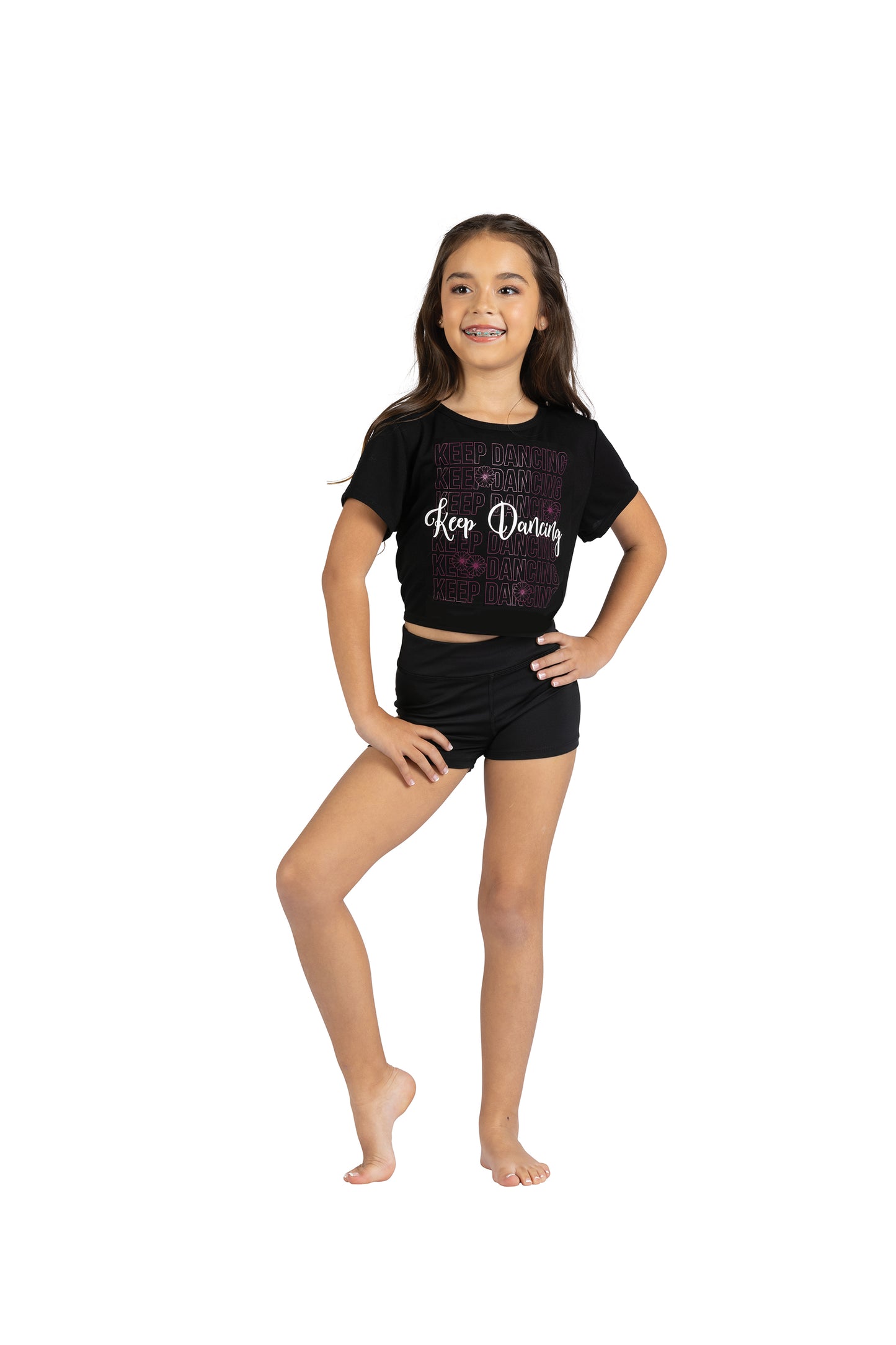 New Crop Tshirt Danz N Motion 25304C Keep Dancing Top Open Back