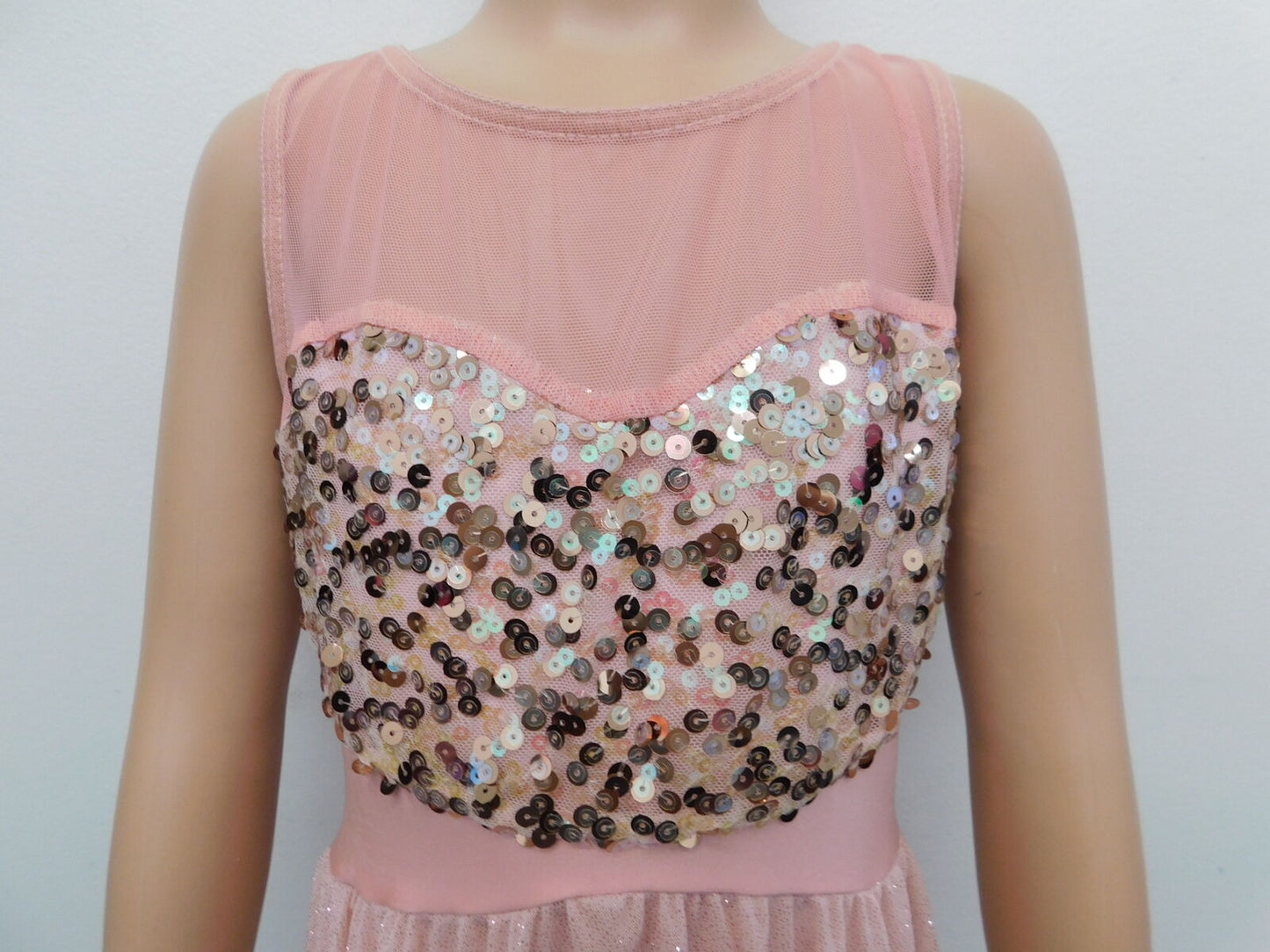 Pre-Owned Costume AWCT  20482 Large Child Pink Dress Lyrical Sequin