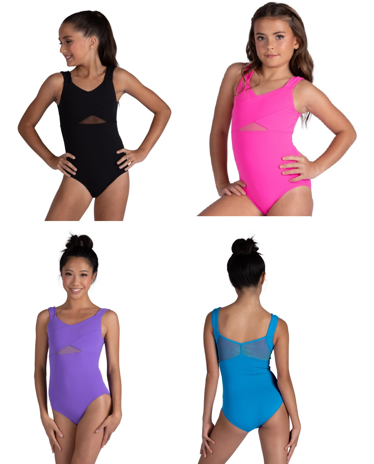 New Leotard Danz N Motion 26100C-Crossover Tank With Mesh inlay