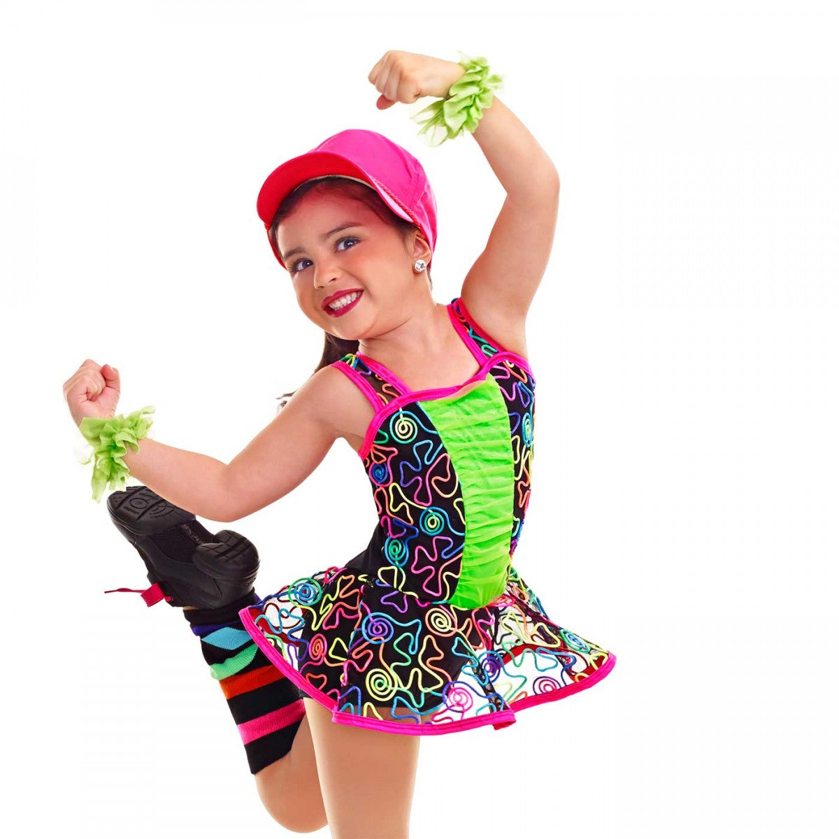 Pre-Owned Costume Hip Hop Large Child Neon Curtain Call E1003 Unitard Embroidery Tutu Jazz Tap Dress Up