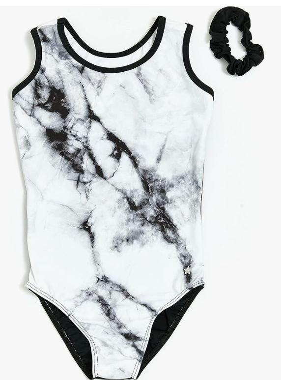 New Leotard Destira Marbulous Womens White Marble  Acro Tumbling