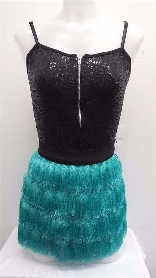 Pre-Owned Costume Weissman  6887 XL Child Green Fringe Jazz Sequin