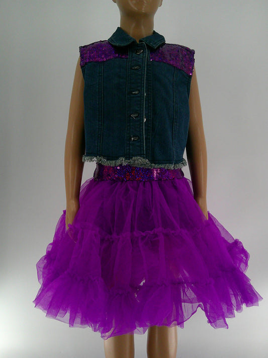 Pre-Owned Costume Weissman  8590 Medium Child Purple Tutu Jazz Sequin