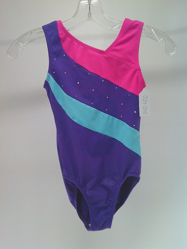 Pre-Owned Leotard Freestyle   Medium Child Pink Purple  Acro Tumbling