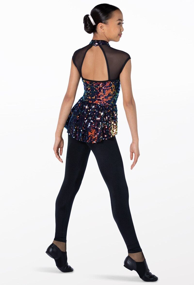 Pre-Owned Costume Weissman  13578 Medium Child Colorful Peplum Unitard Jazz Sequins