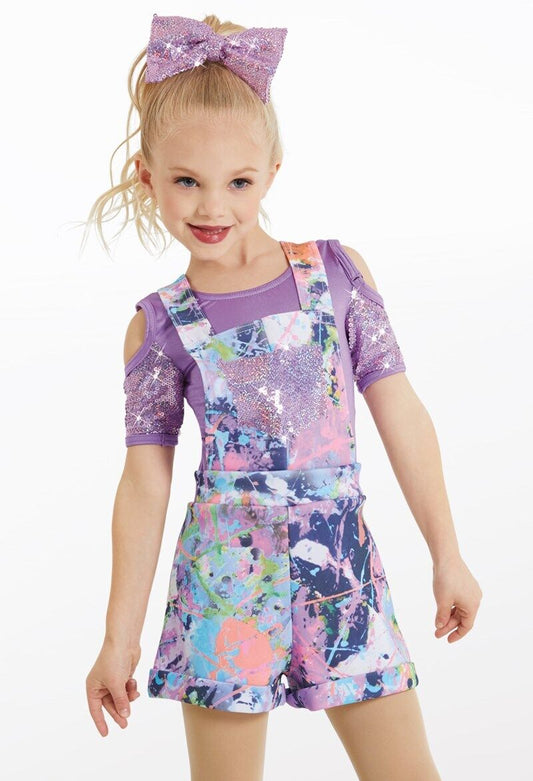 Pre-Owned Costume Overalls Weissman  11905 XS Child Lavender  Hip Hop Jazz