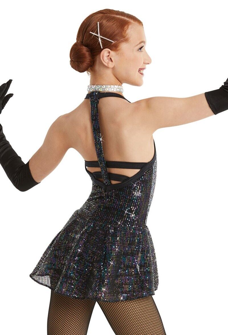 Pre-Owned Costume Weissman  11620 Medium Child Black  Dress Jazz Sequin