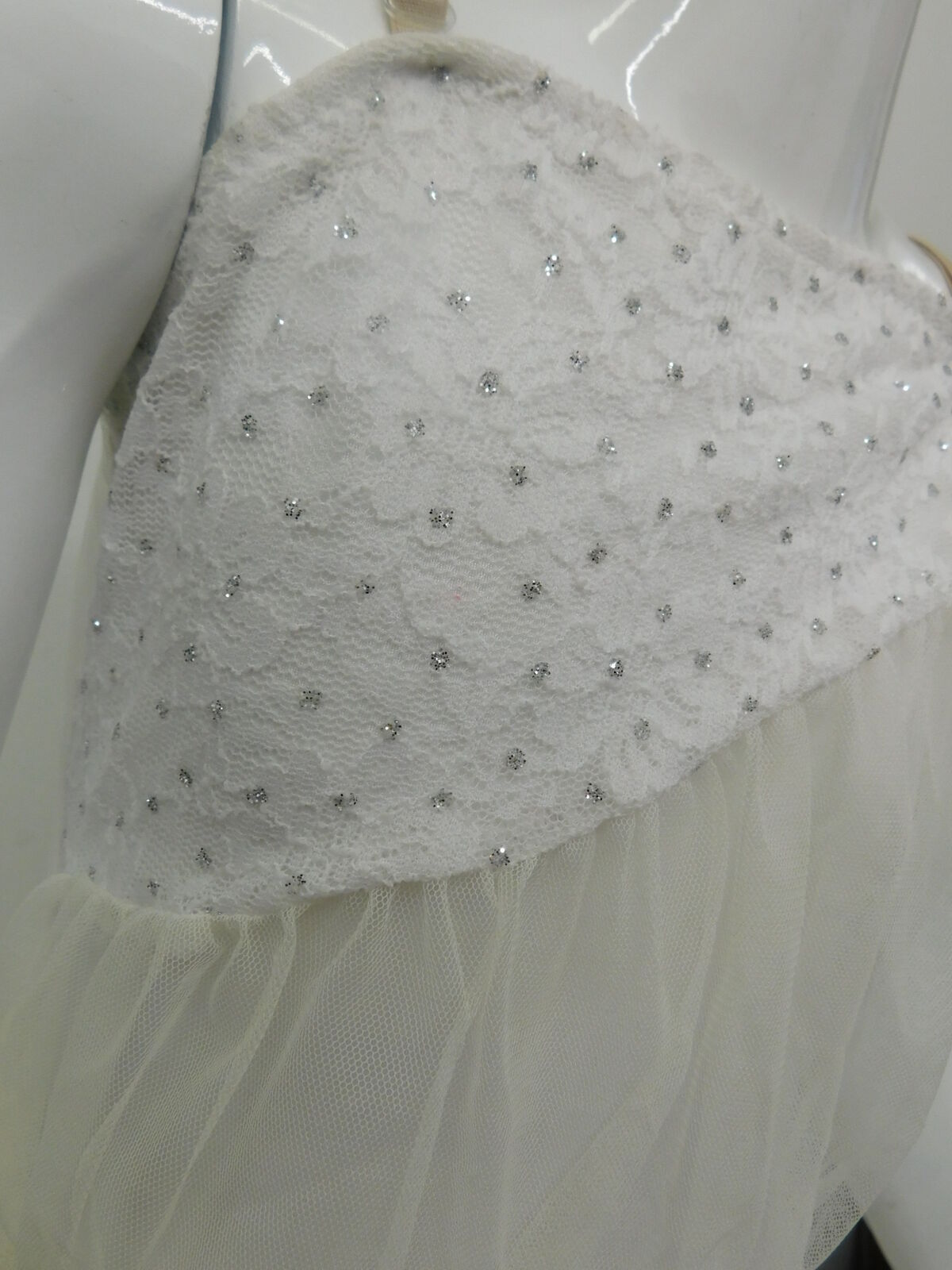 Pre-Owned Costume Large Child White Unbranded Jazz Ballet Lyrical Lace Ruffles Dress