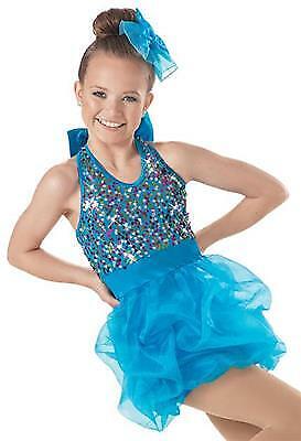Pre-Owned Costume Weissman 6944 Intermediate Child Turquoise  Jazz Tap Sequins