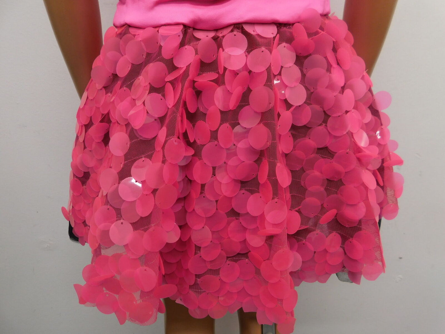 Pre-Owned Costume Weissman  7806 Large Child Hot Pink Dress Jazz  Sequins