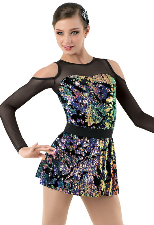 Pre-Owned Costume Weissman  10553 Large Child Black Skirt Jazz Tap Sequins