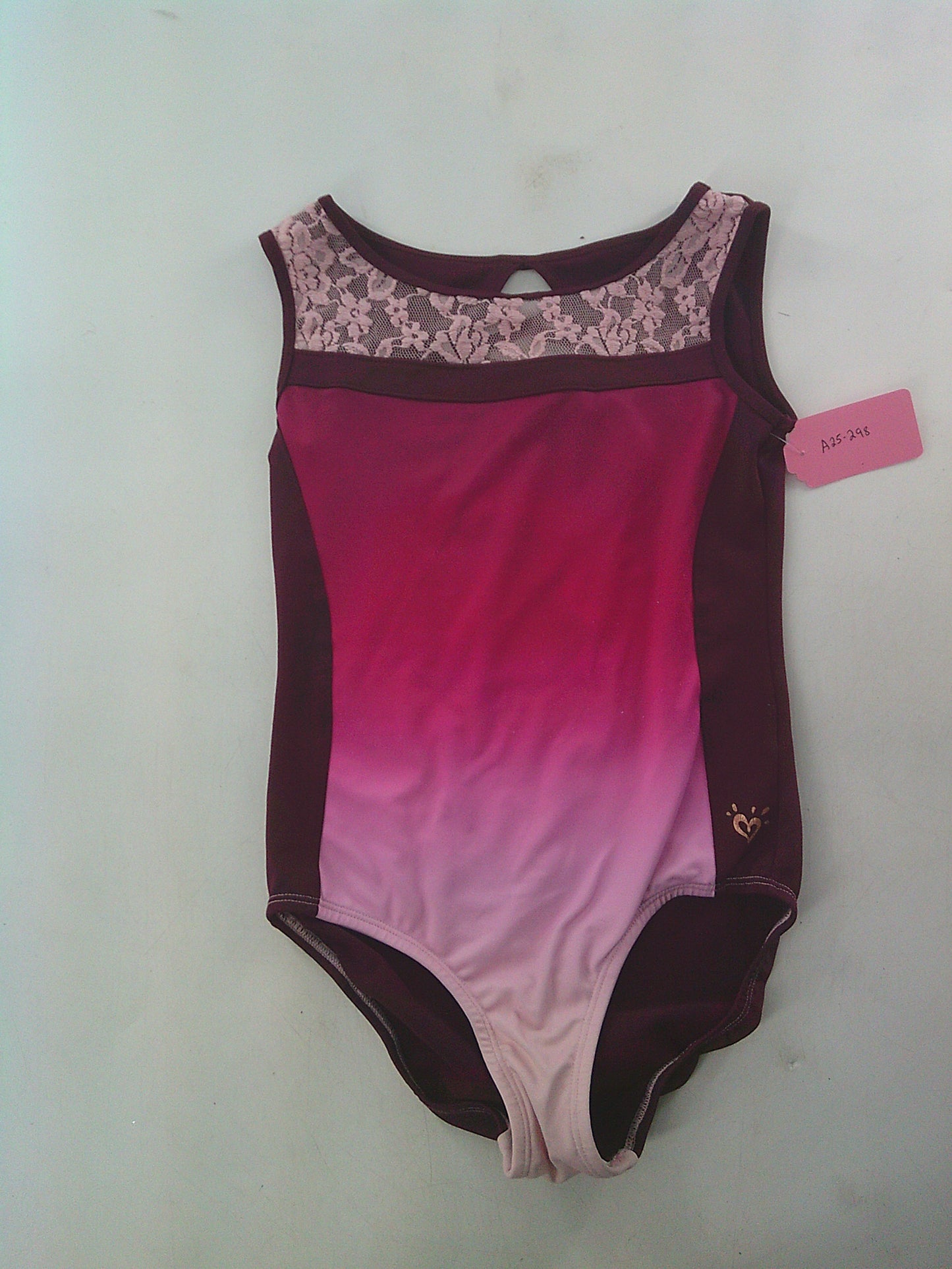 Pre-Owned Leotard Justice   Medium Child Ombre Burgundy  Acro Tumbling
