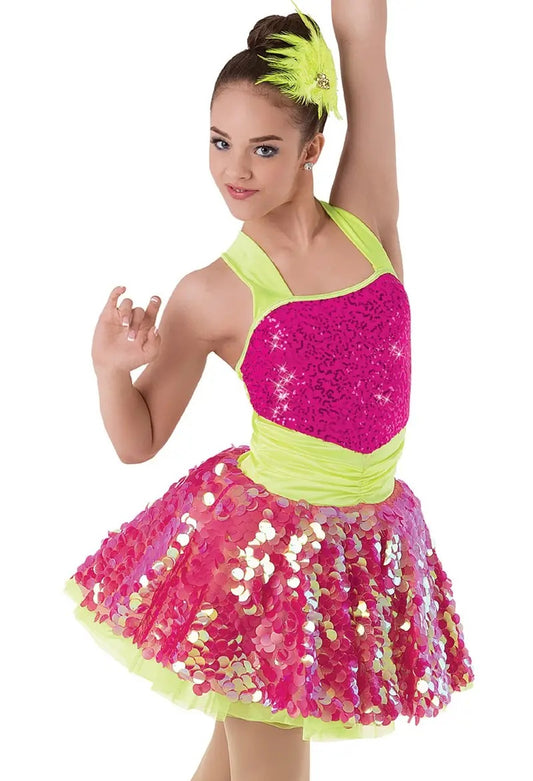 Pre-Owned Costume Weissman  9046 Large Child Pink Dress Jazz Sequin