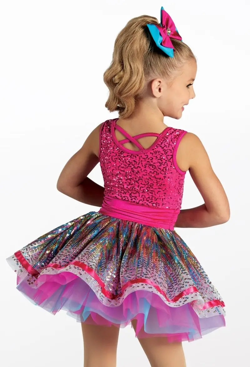 Pre-Owned Costume Weissman 15268 Small Child Yellow Colorful tutu Jazz Sequin