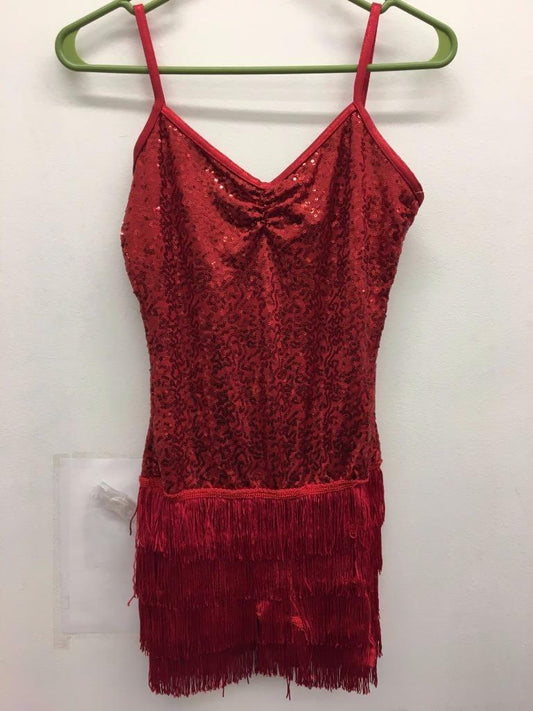 Pre-Owned Costume Weissman  6599 Small Child Red Fringe Jazz Sequin