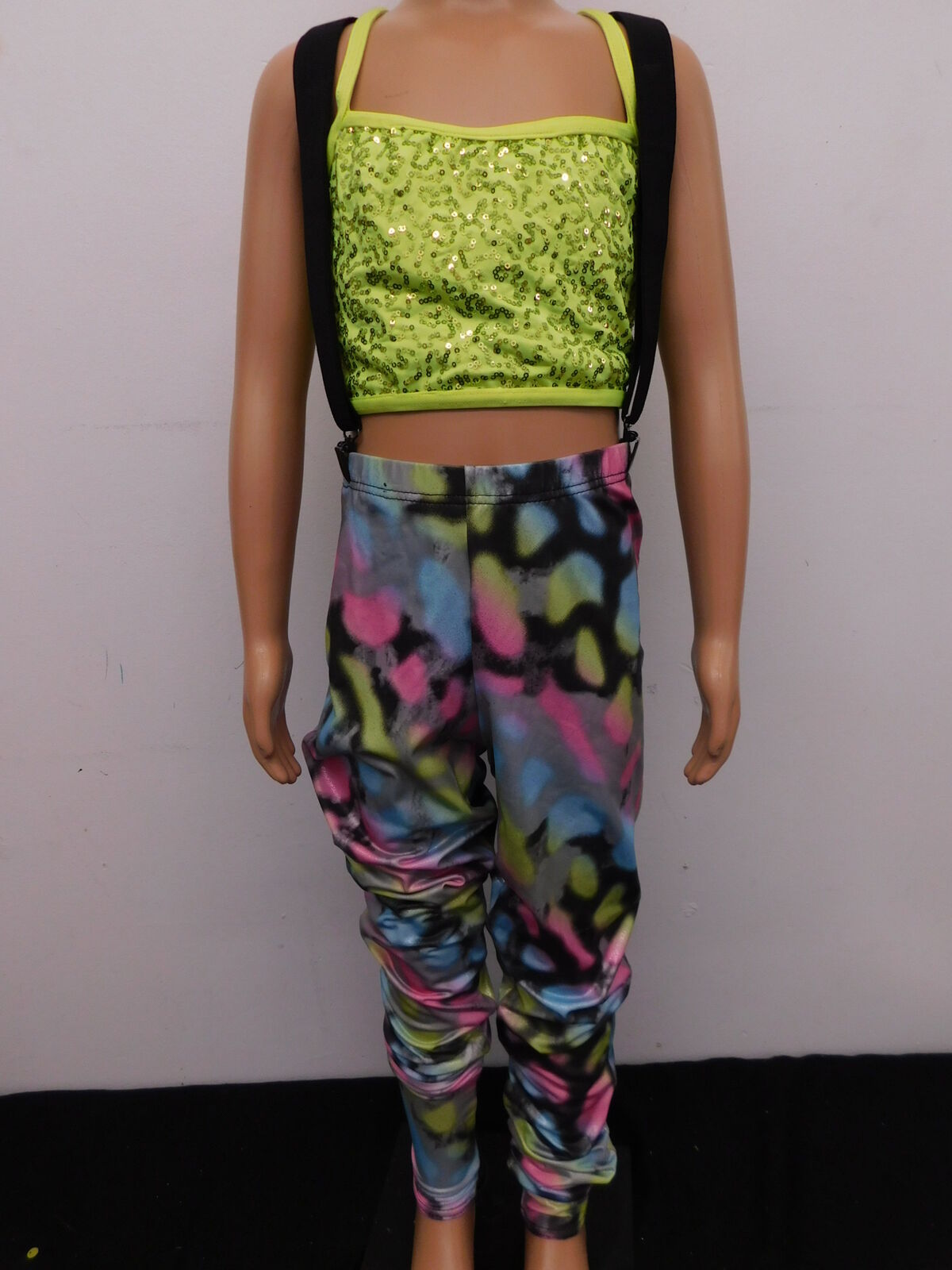 Pre-Owned Costume Weissman  7998 Large Child Colorful 2pc Jazz Hip Hop Tap Sequin