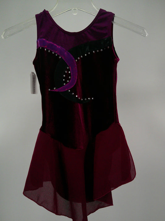Pre-Owned Dress GK Elite   Large Child Fuschia Sparkle Velvet Ice Skating Jazz
